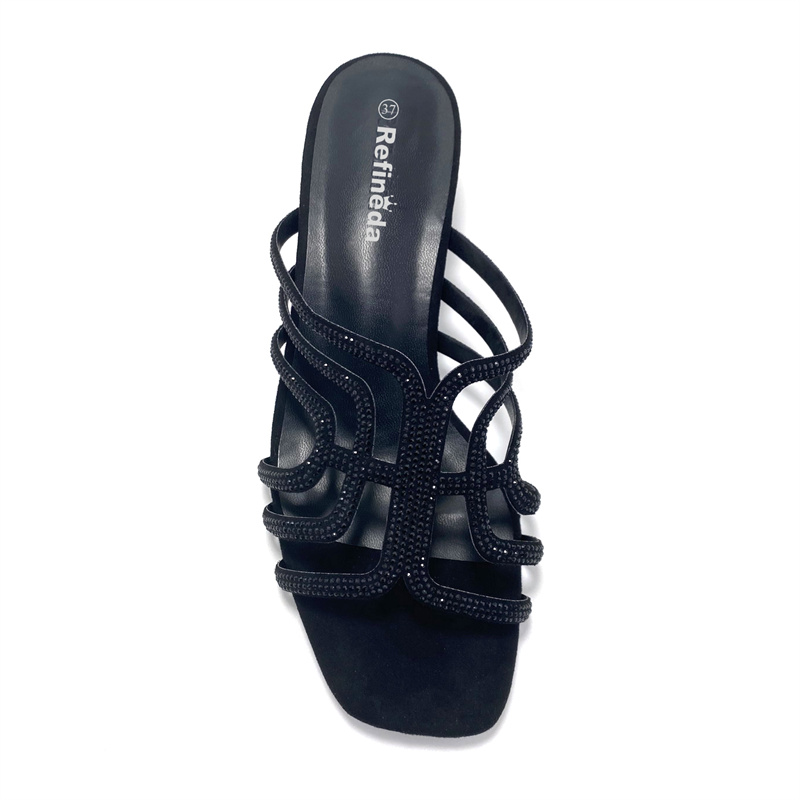 Refineda Эмэгтэйчүүдийн Rhinestone Chunky Blok өсгийтэй гутал Com4