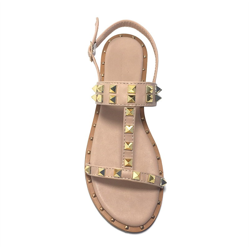 Refineda Flat Sandals with square pointed Rivets a5