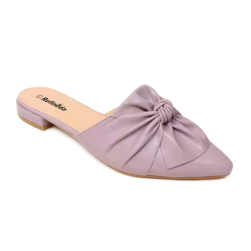 REFINEDA WOMEN FLATS BOWKNOT POINTED TOE MULES LOW2