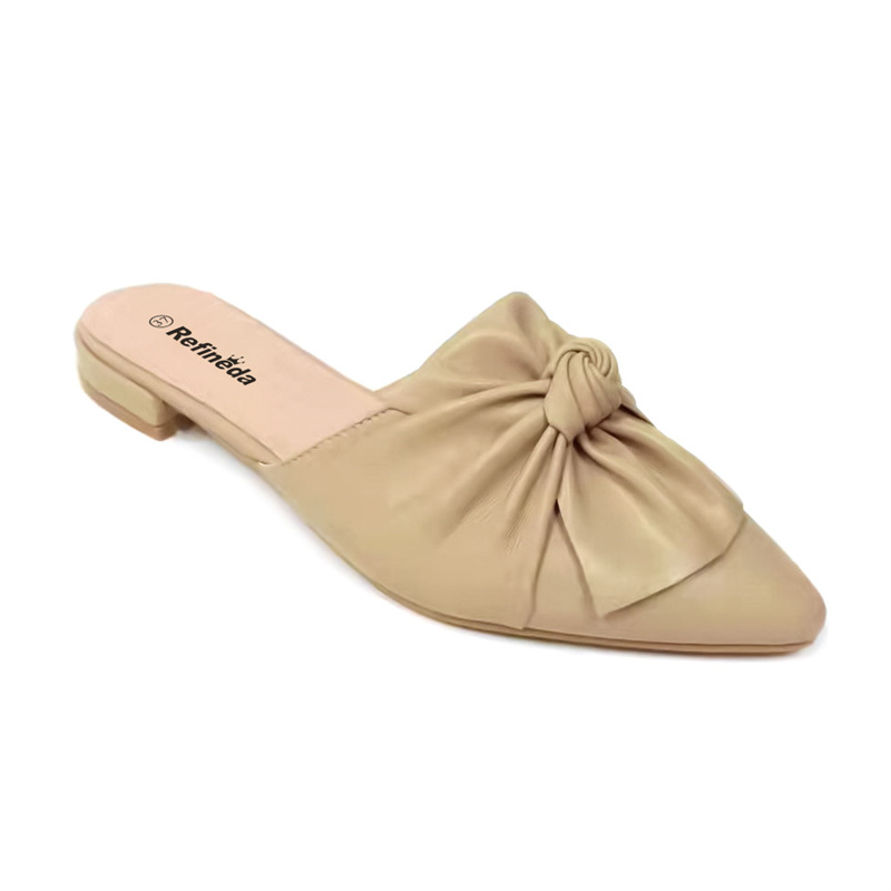 REFINEDA WOMEN FLATS BOWKNOT POINTED TOE MULES LOW3